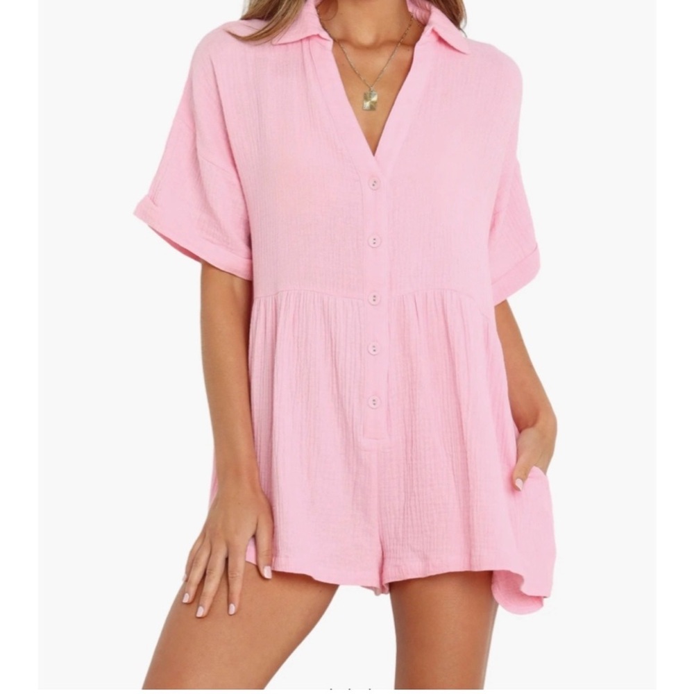 Petal & Pup Soft Pink Collared Romper